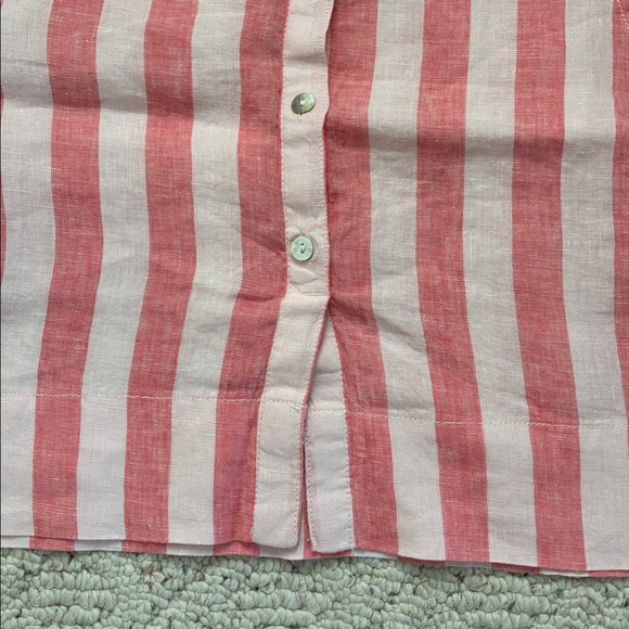 C&C California Striped Pink and Cream Crop Top with Button Up Back Detail - Picture 3 of 9